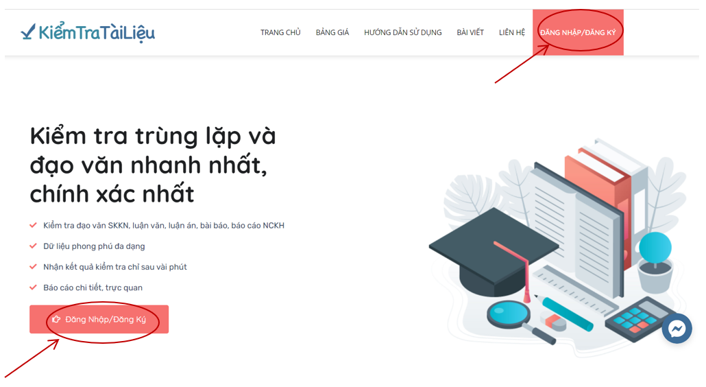 Người dùng chọn Đăng nhập/Đăng ký để đăng nhập vào tài khoản.