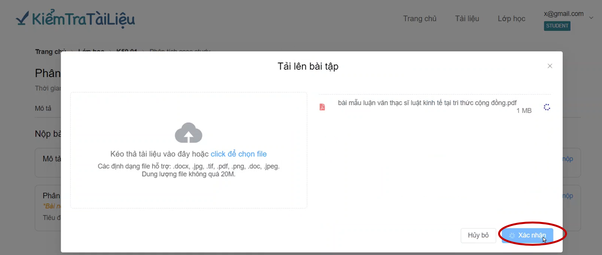 Học viên nộp bài tập