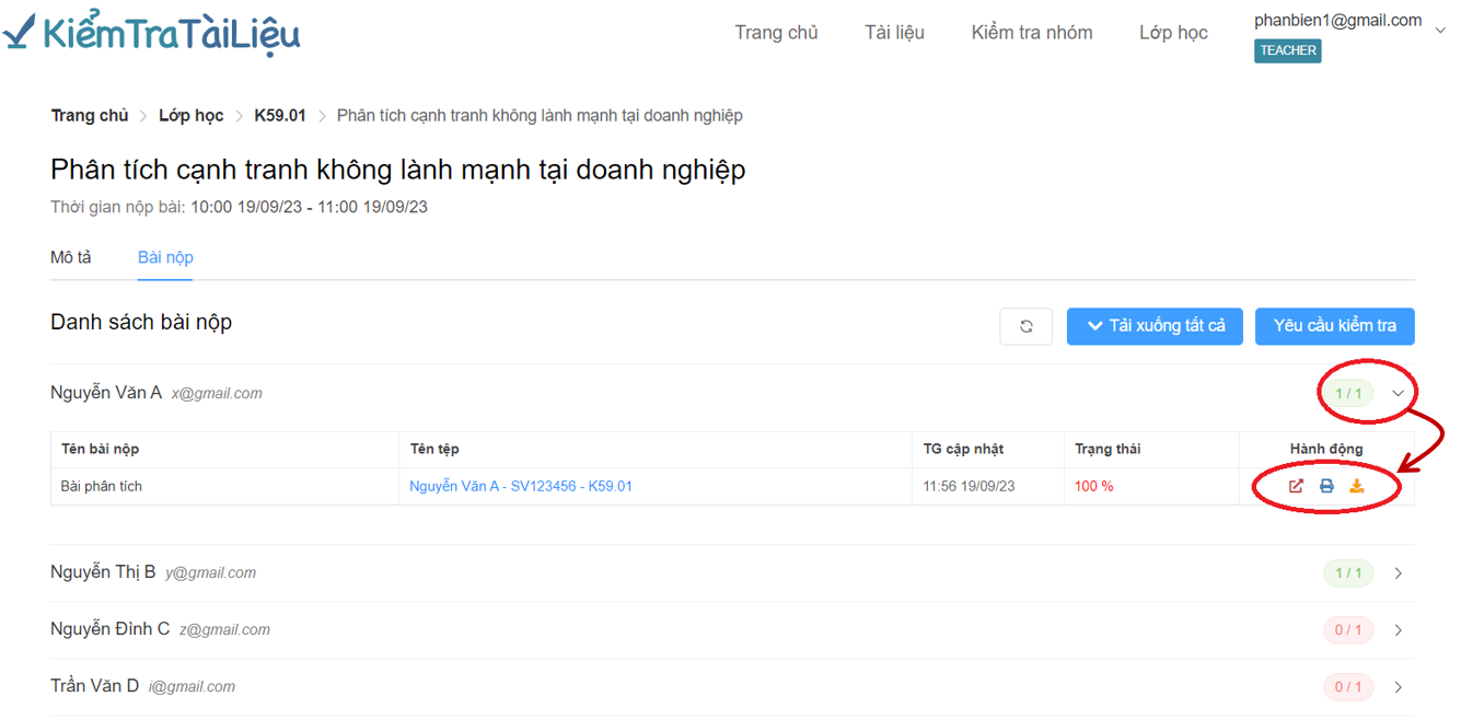 Nhận kết quả