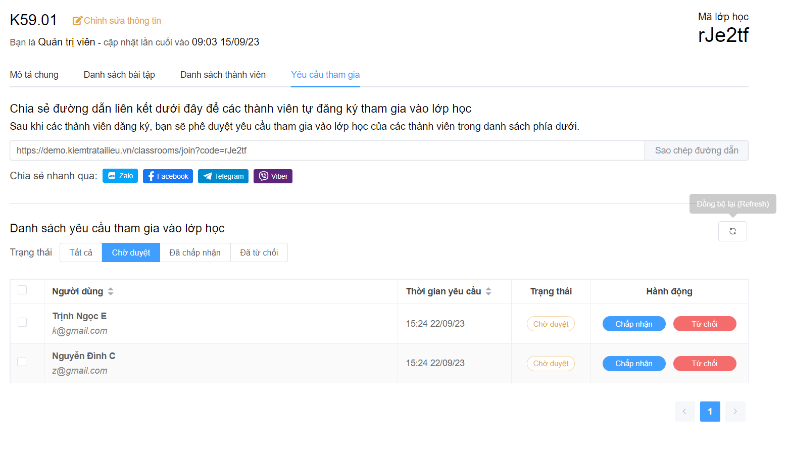 Tạo lớp học và thêm thành viên