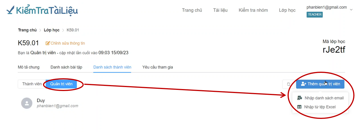 Tạo lớp học và thêm thành viên