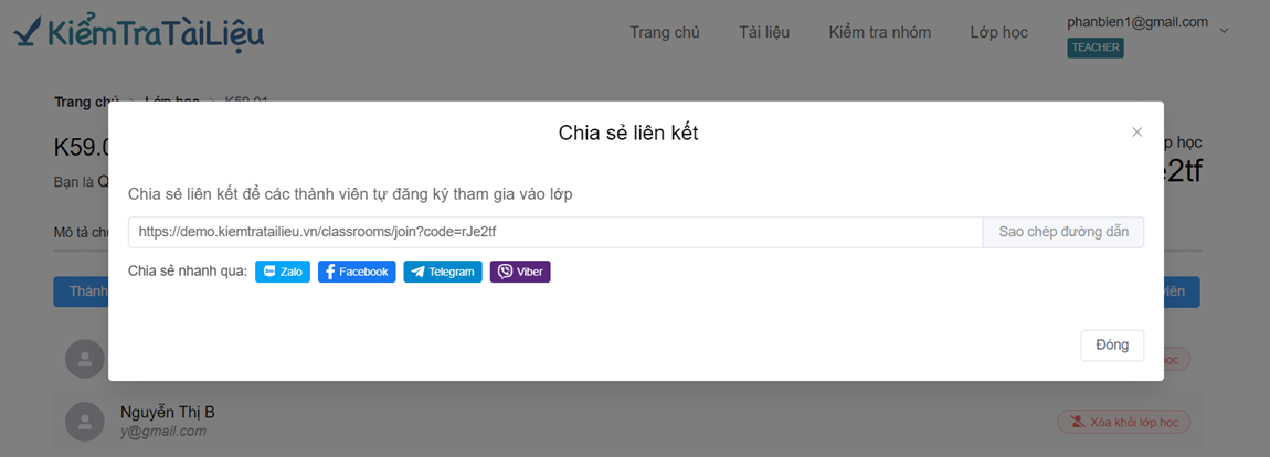 Tạo lớp học và thêm thành viên