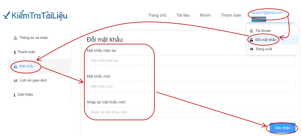 Thay đổi mật khẩu
