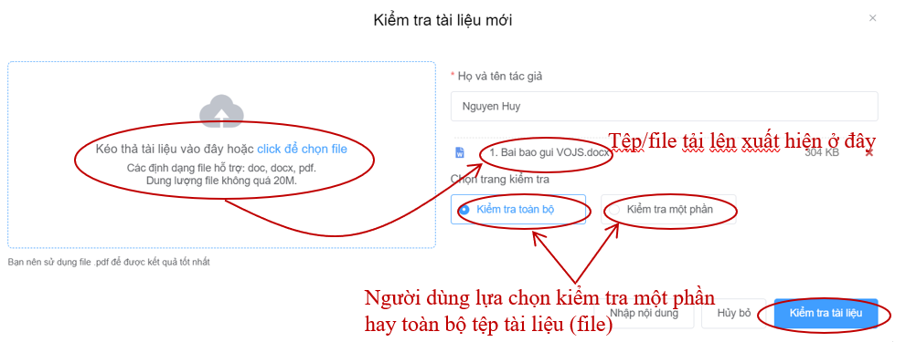 Tải tài liệu lên kiểm tra