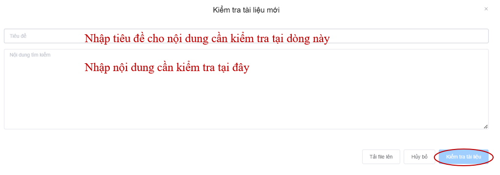 Người dùng nhập đầy đủ các nội dung cần kiểm tra.