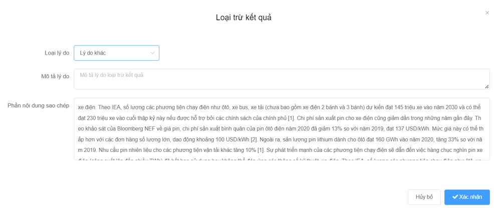 Xem kết quả kiểm tra trùng lặp